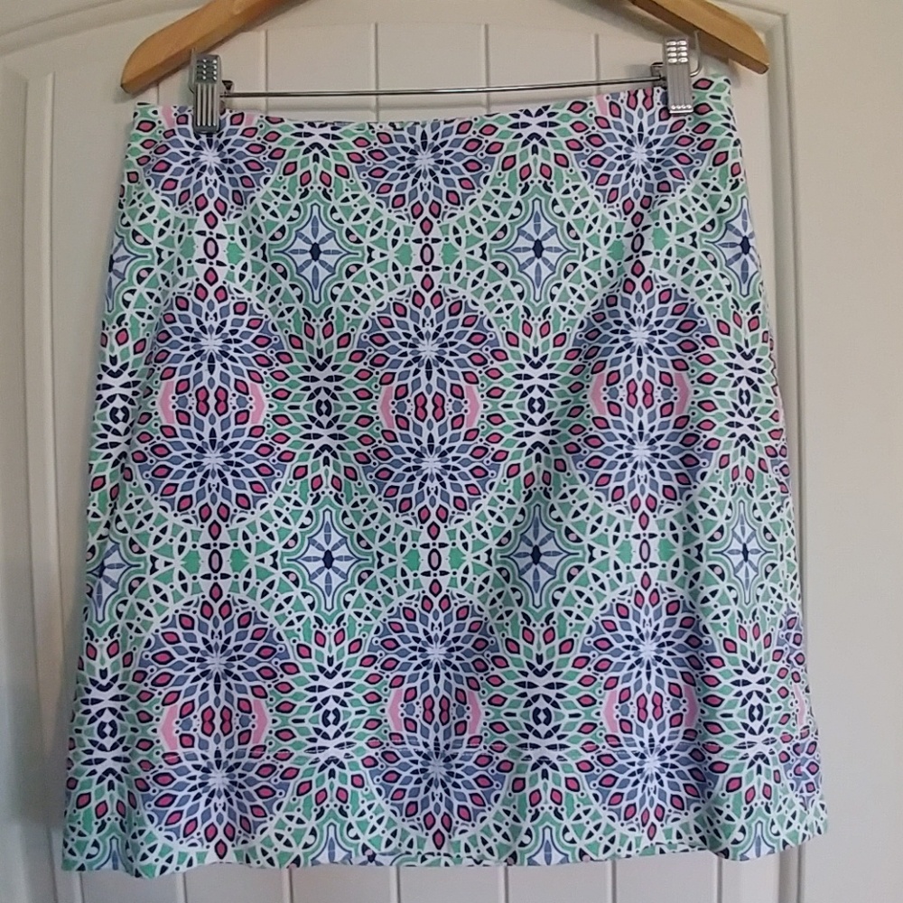 Talbots skirt 8 blue pink green pattern